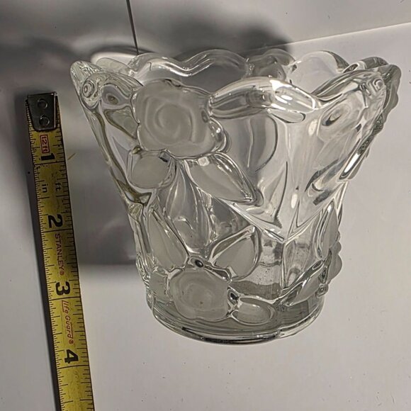 Mikasa Bella Rosa Clear Glass Votive Candle Holder Floral Design Germany - Picture 5 of 5